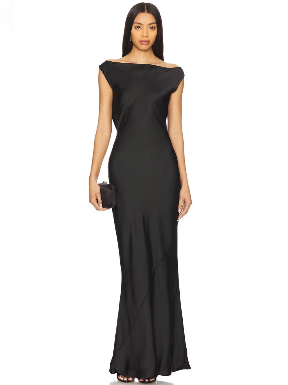 NWT Norma Kamali $450 Sleeveless Low Back Drape gown in black Medium